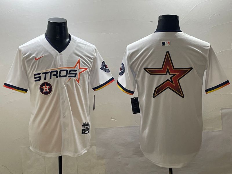Men Houston Astros Blank White Three generations Joint Name 2025 Nike MLB Jersey style 12
